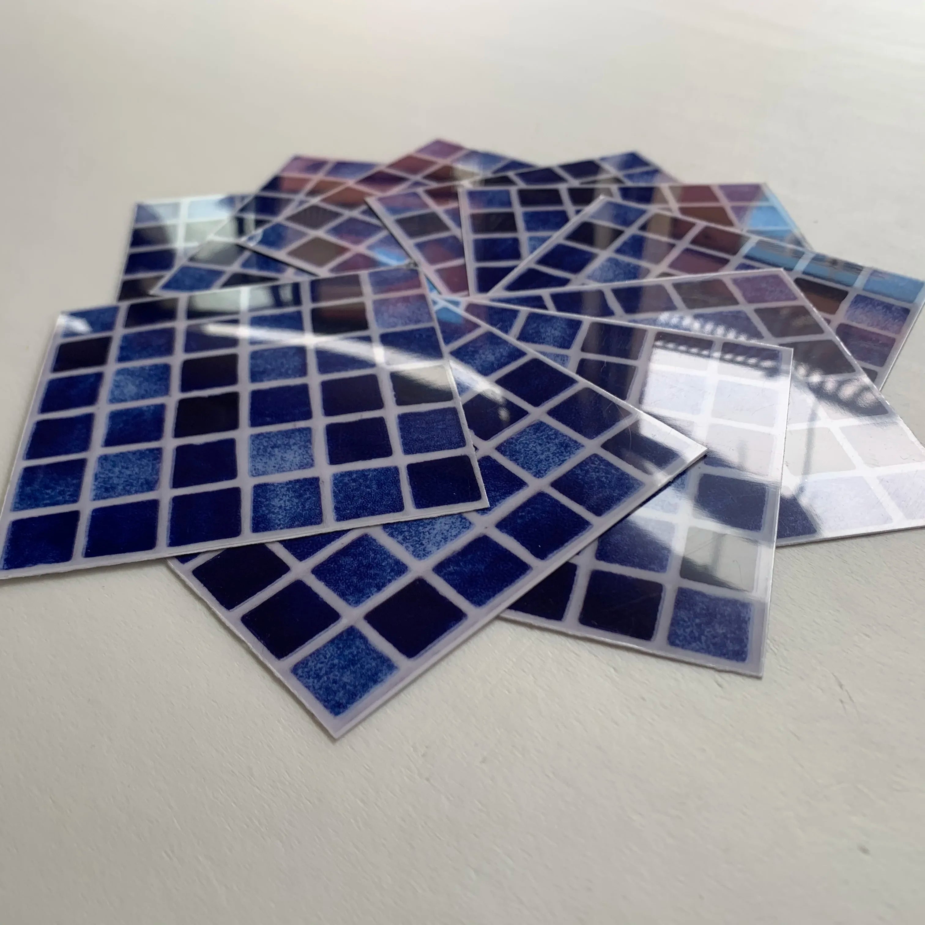 10pcs Purple Mosaic Hard Tiles Sticker Flat Printed in 2d Transfers Cover for Kitchen Bathroom Wallpaper Peel & Stick Wall Decal