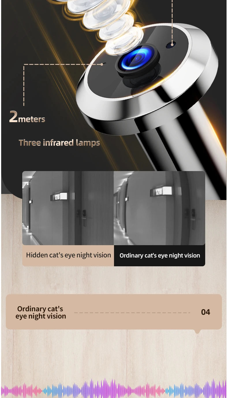 Danmini 4.3'' Electric Peephole 1MP 120° Wide-angle Security Camera Photograph Digital Cat Eye Doorbell Night Vision Door Viewer