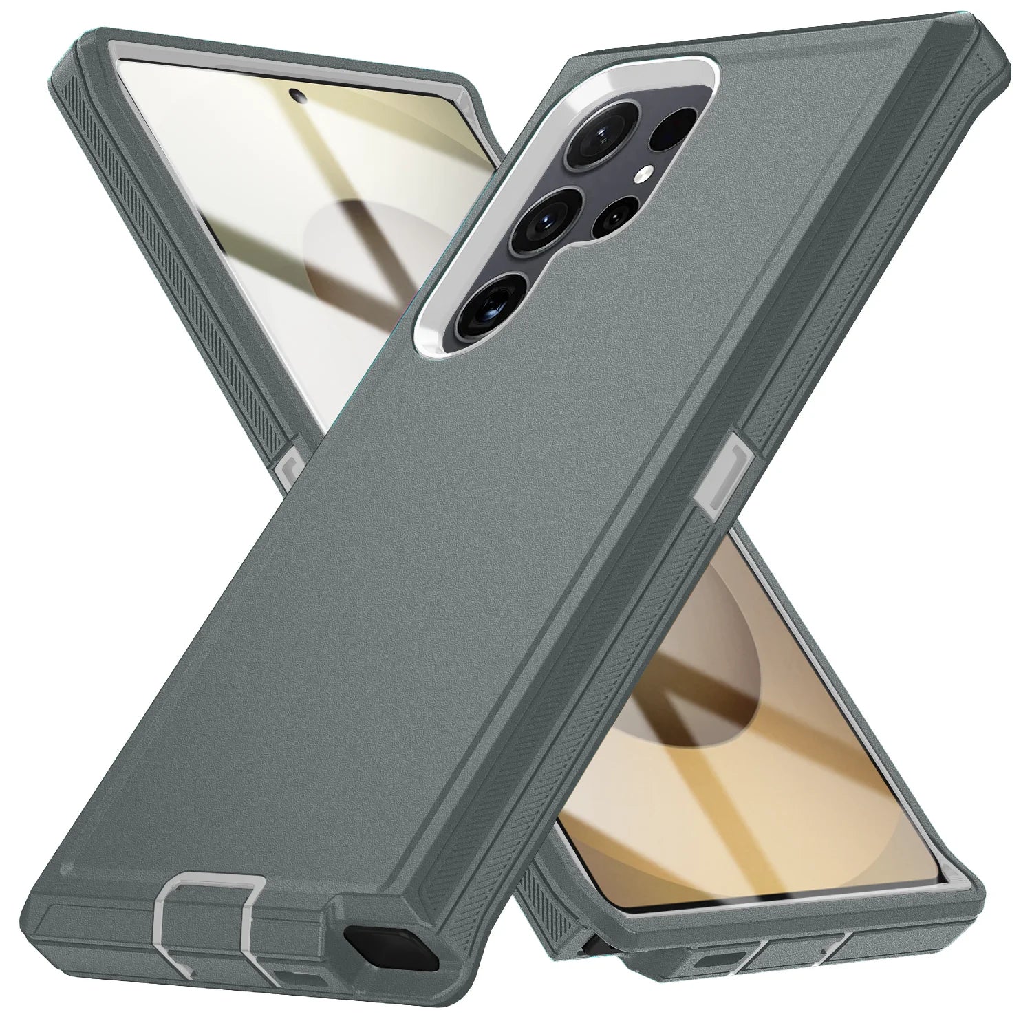 Samsung Galaxy S24 Ultra Military Armor Case With Kickstand Gray-White Tidesmit