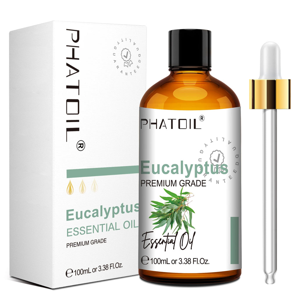 PHATOIL 100ml Pure Aromatherapy Essential Oil For Diffuser, Massage & Skin Care-Eucalyptus Peppermint Vanilla Bergamot Tea tree