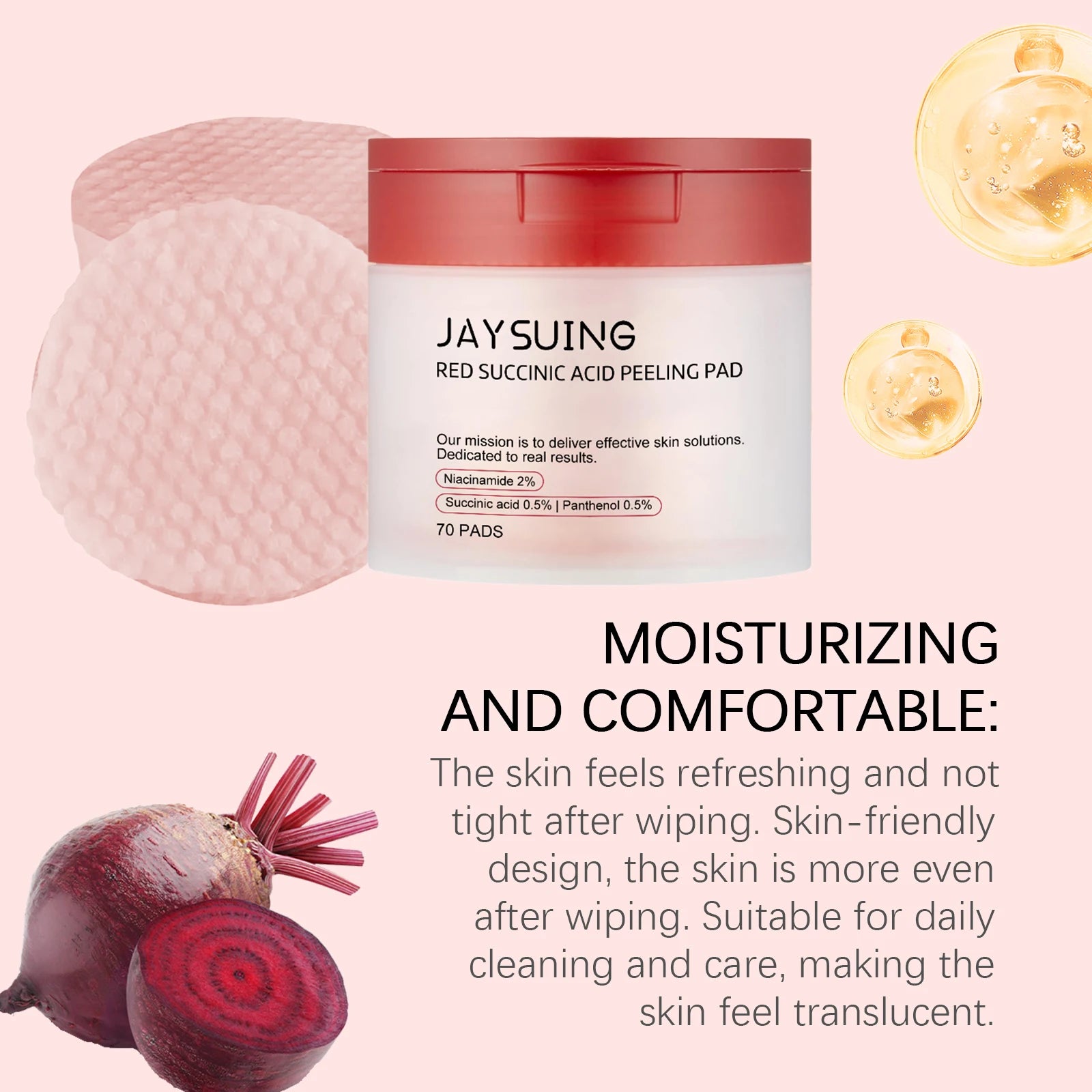 Succinic Acid Peeling Pads - Gentle Exfoliating Facial Treatment Scrubs Treatments Tidesmit