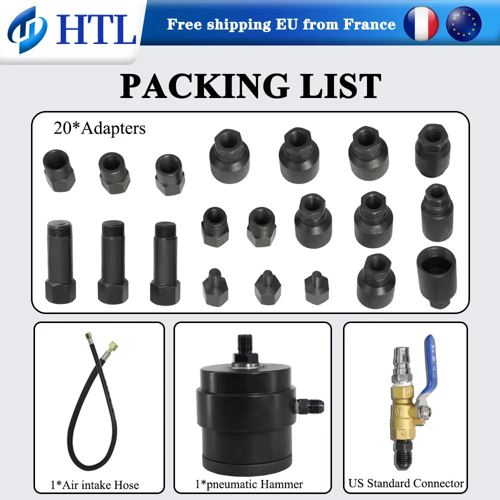 Diesel Injector Puller 23PCS Pneumatic Air Impact Remover Extractor Tool Kit for Diesel Engines