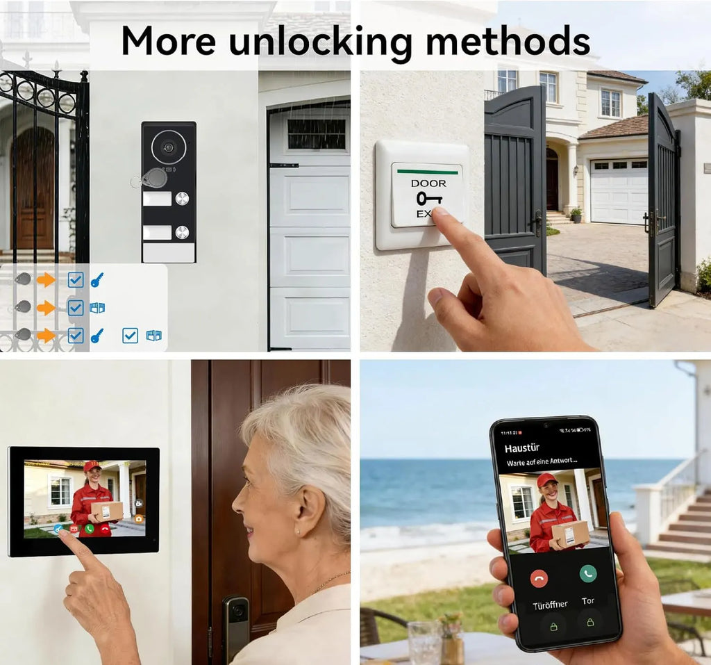 Tuya Smart WiFi Video Doorbell Intercom 1080P 2 Wired 10 inch LCD Video Door Phone System RFID APP Unlock for 2-Unit Apartments