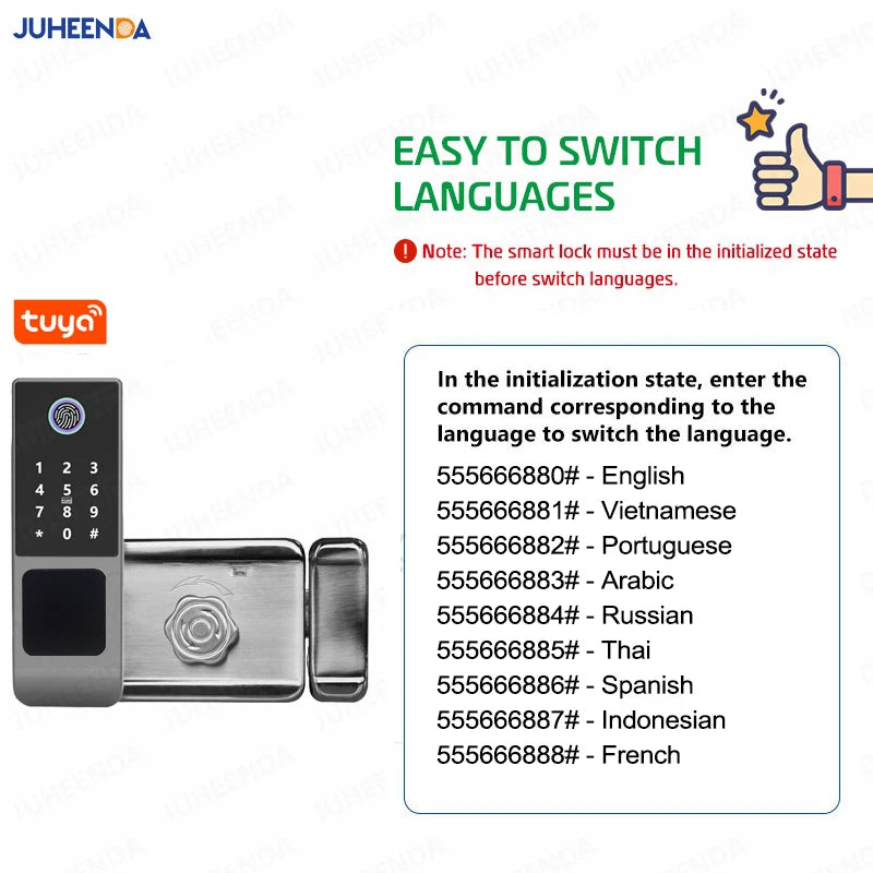 Waterproof Tuya Smart Lock Wifi Double Side Fingerprint Lock Outdoor Gate Digital Password Remote App Home Electronic Rim Lock