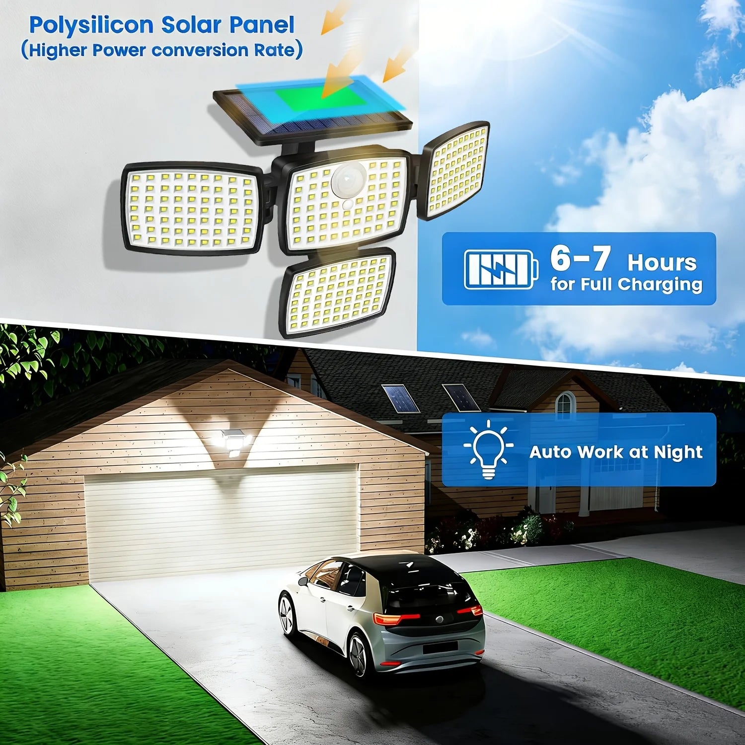 1/2-pack 218LEDs Solar Outdoor Lights with Motion Sensor, Solar Powered Security Lamp with Remote, 3 Lighting Modes, IP65 Waterproof for Backyard Yard Garden Driveway