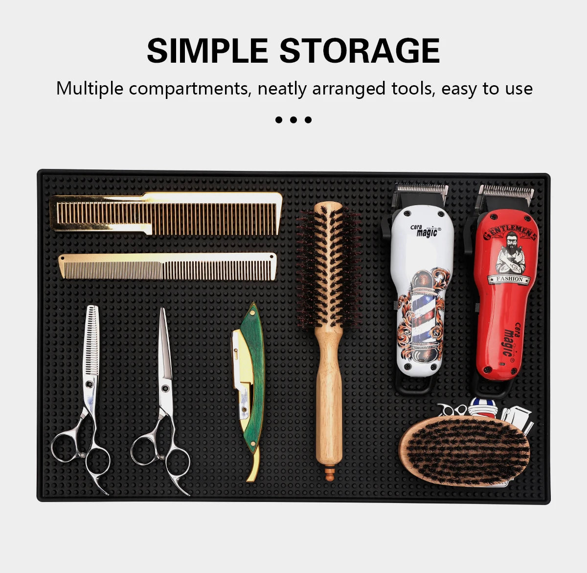 Barber Station Mat | Non-Slip Heat-Resistant Hair Tool Organizer Massage Chairs Tidesmit