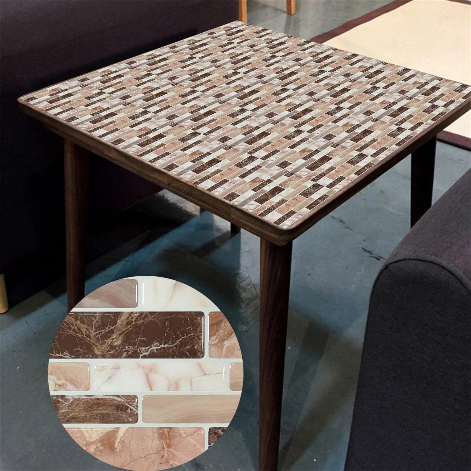 10pcs Self Adhesive Tiles Stickers Marble Mosaic Embossing Tile Stickers Kitchen Bathroom Waterproof  Wall Decals Decoration ﻿