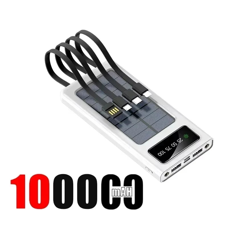 200000mAh Solar Power Bank 120W Fast Charging Portable Charger White 100000mAh Tidesmit