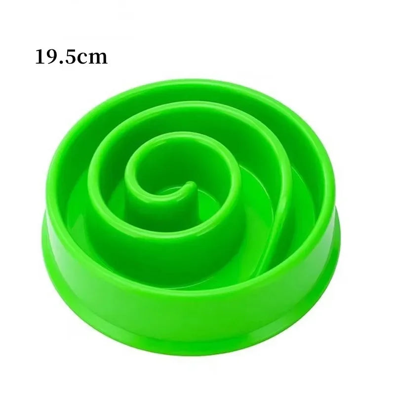 Green 19.5cm non-slip slow feeder bowl for dogs to prevent bloating and promote healthy, slower eating habits.