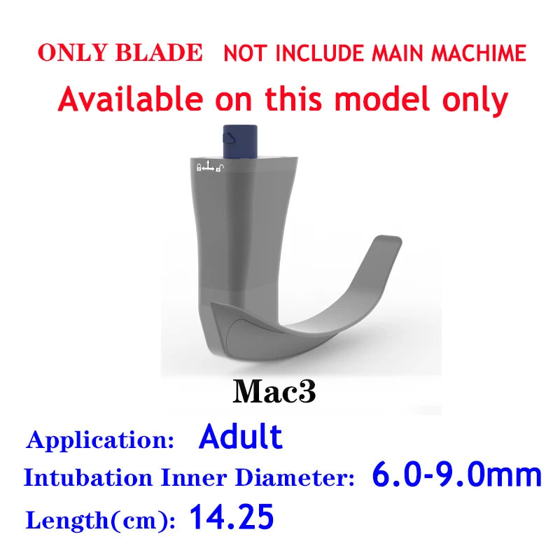 Accessories for Video Laryngoscope Stainless Steel Blades, Laryngeal Mask Airway, guide wire, and Screen