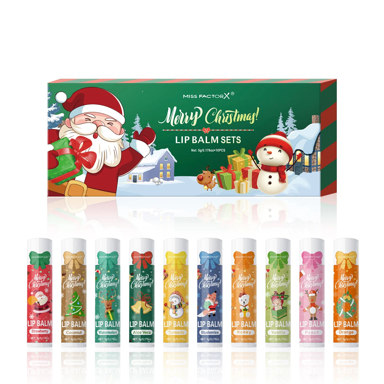 Hydrating Lip Balm Gift Set - 10 Piece Nourishing Christmas Care Kit Lip Care 10PCS Christmas gift Tidesmit