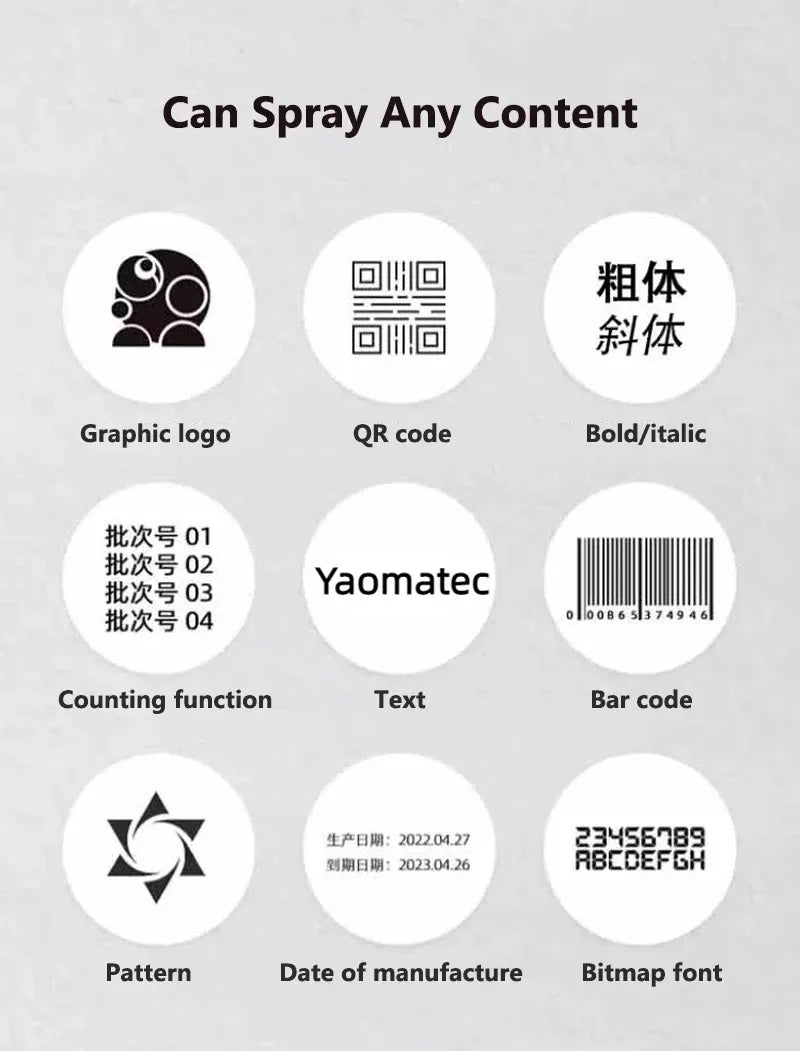 12.7mm Portable Printers Mini Handheld Inkjet Printer Text QR Code Barcode Batch Number Logo Image Date Pattern Printing Machine