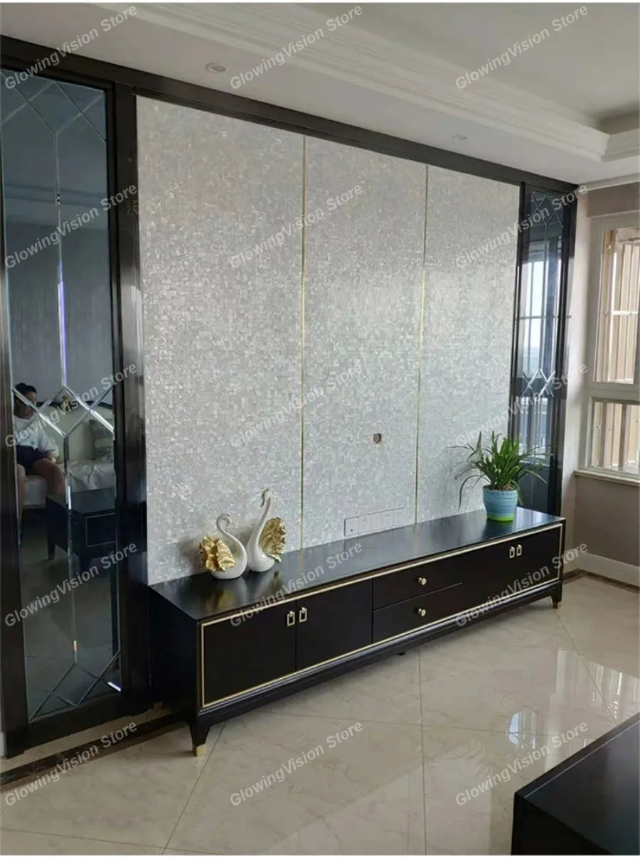 30 CM Natural Shell Mosaic Tile Sticker Sheet Mother of Pearl Wallpaper Tile for Interior Decoration Bathroom Kitchen Wall Tiles