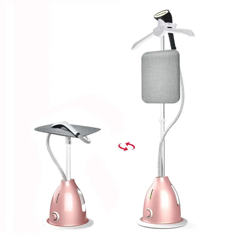 Tidesmit 2000W powerful garment steamer with fabric brush attachment for wrinkle-free clothes, side view detail.