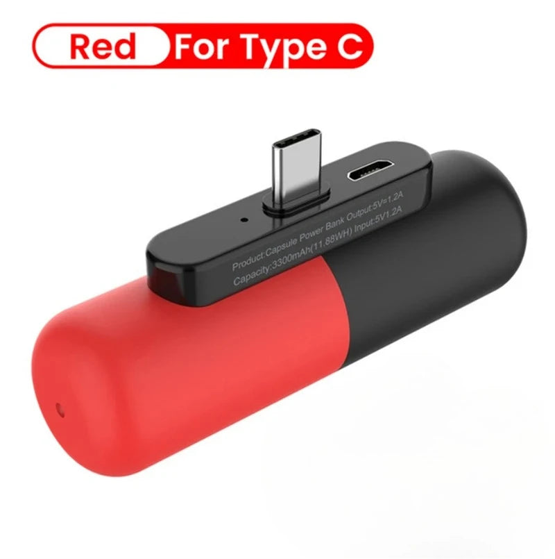 Mini Portable Charger 3000mAh for iPhone and Android - Fast Charging Type-C Red Tidesmit