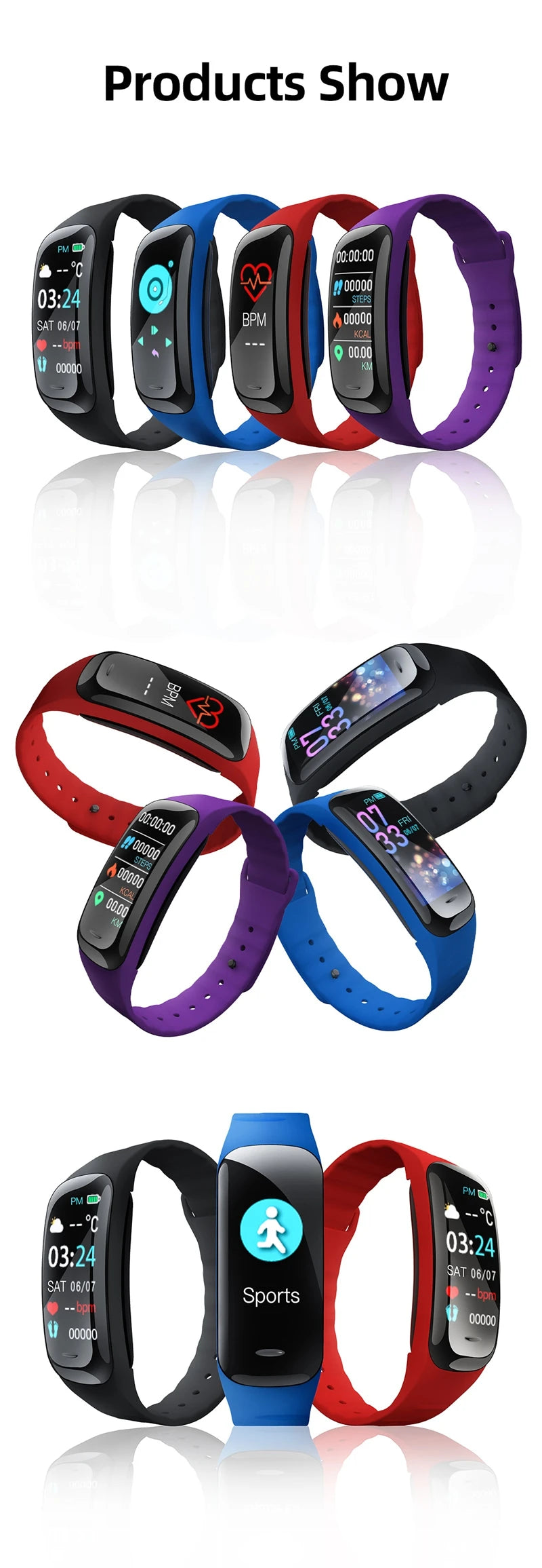 C1 Plus Smart Watch Fitness Tracker Bluetooth Heart Rate Blood Pressure Monitor Step Counting Sports Bracelet for Men Women 2026