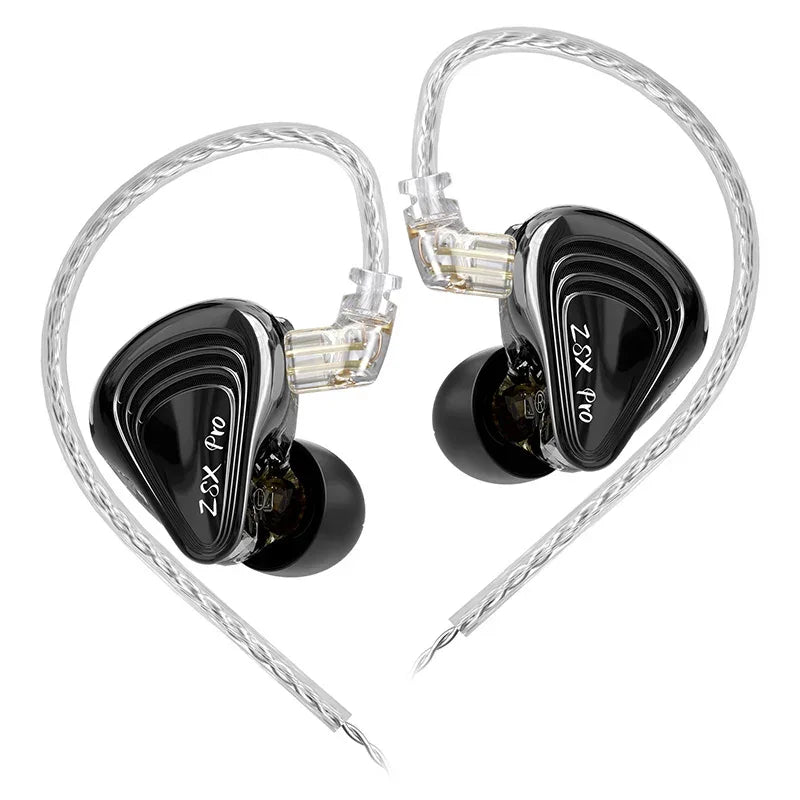 KZ ZSX Pro 6-Driver In-Ear Monitors by Tidesmit - Black Mic ZSX Pro Black No Mic Tidesmit