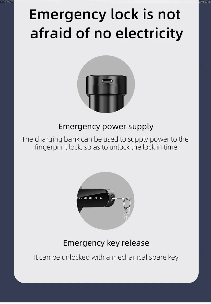 KERUI Fingerprint Door Lock  Works with Tuya Smart Electronic Door Lock with Fingerprint/Password/Key/Tuya APP/Card Unlock