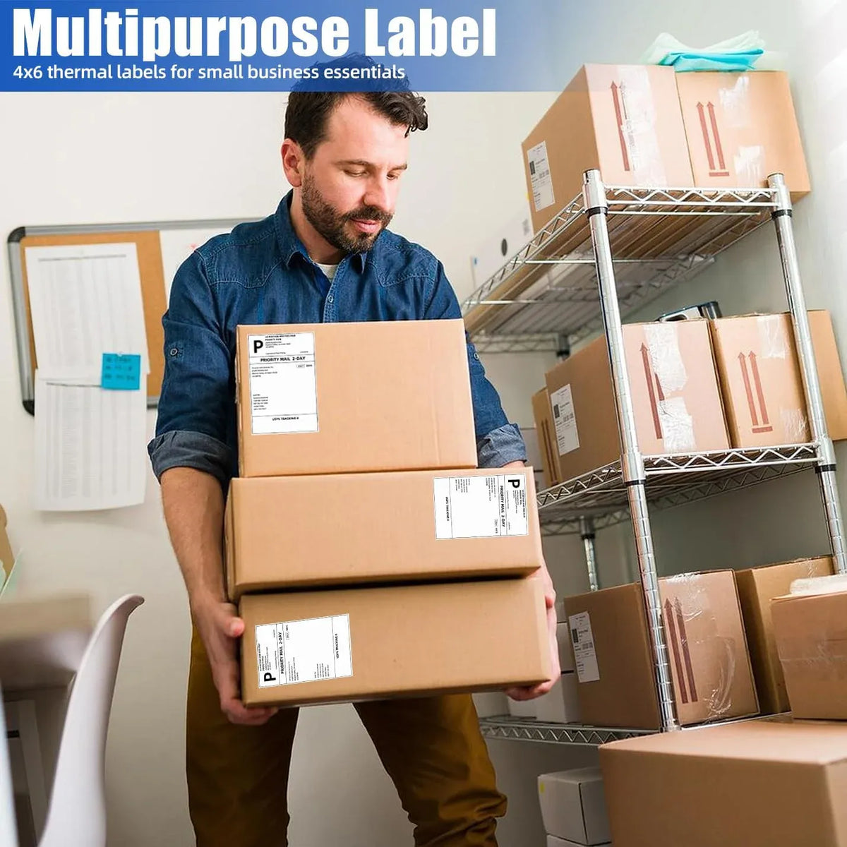 Thermal shipping labels 4x6 on small business packages and parcels