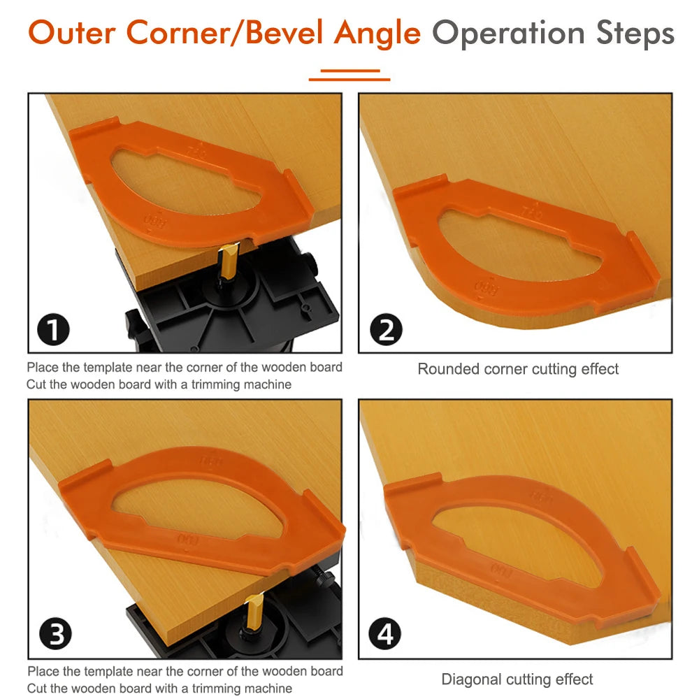 6-Piece Set Woodworking Trimming Machine Round Corner Template Straight Bevel R/C Corner Trimming Positioning Flip Template