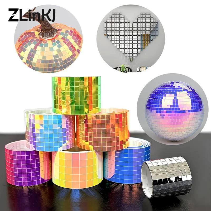 Self Adhesive Mosaic Glass Tape DIY Glass Mirror Stickers Wall Stickers DIY Crafts Party Decorations Home Wall Art Projects