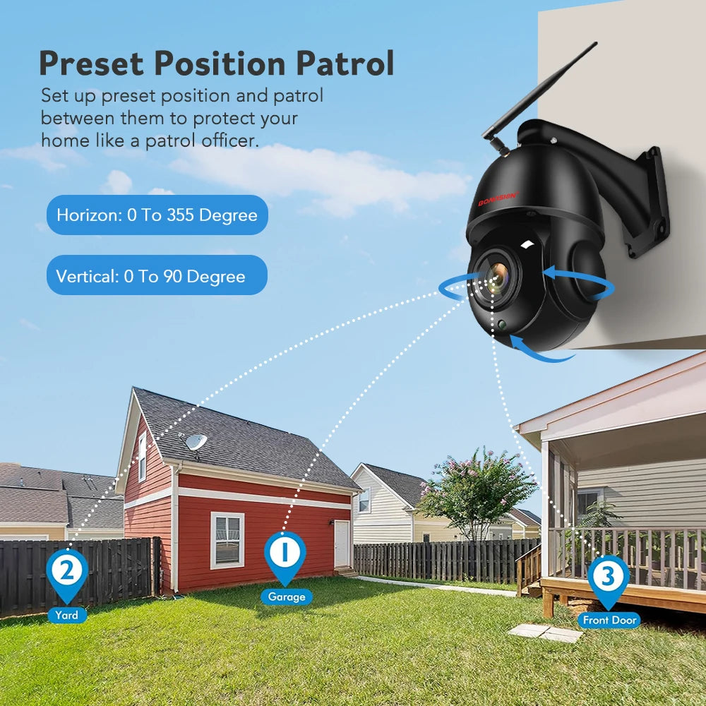 Outdoor IP Camera WIFI POE PTZ 30X Zoom 4K 8MP AI Auto Tracking Humanoid Detection Two Way Audio Security Camera