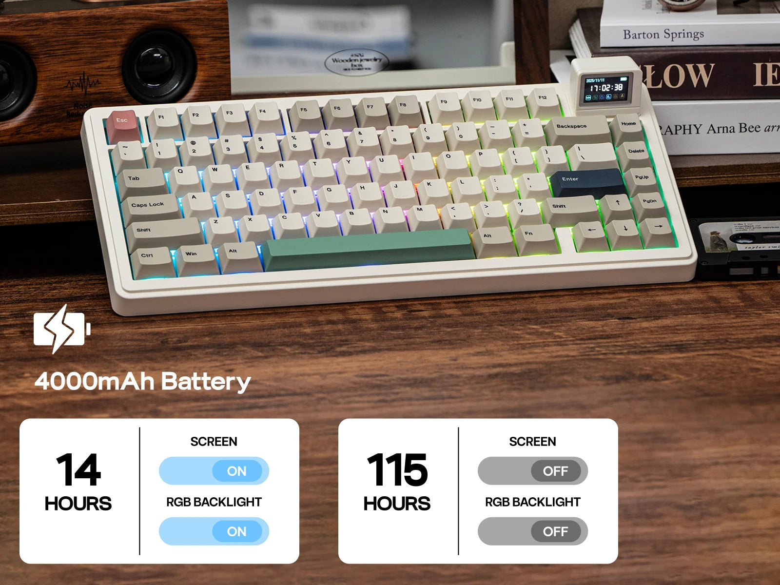 EPOMAKER RT82 QMK/VIA 75% US QWERTY Layout Hot-Swap Gasket Wired/BT 5.0/2.4GHz Wireless Mechanical Keyboard with LCD Screen