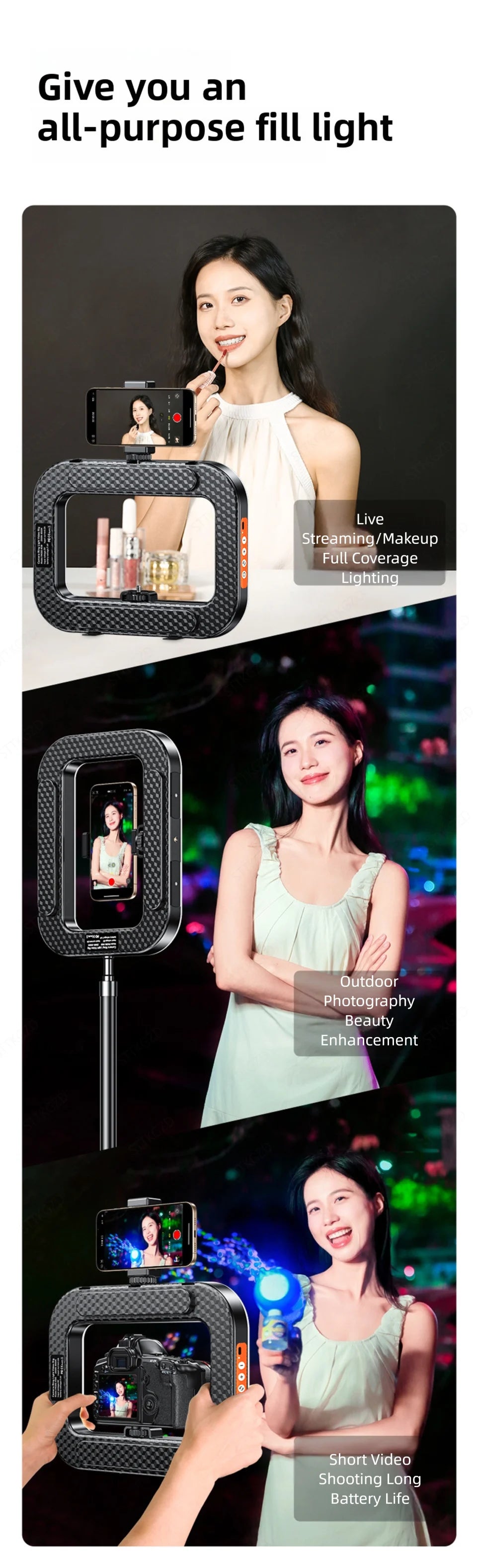Portable LED Ring Light for Content Creation - Adjustable Color Temp Tidesmit