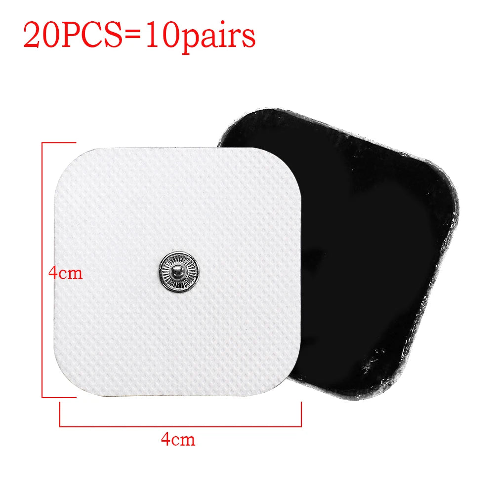 TENS Unit Electrode Pads: Reusable Muscle Stimulator Gel Sets Back Massage Instrument 4x4cm 20pcs Tidesmit