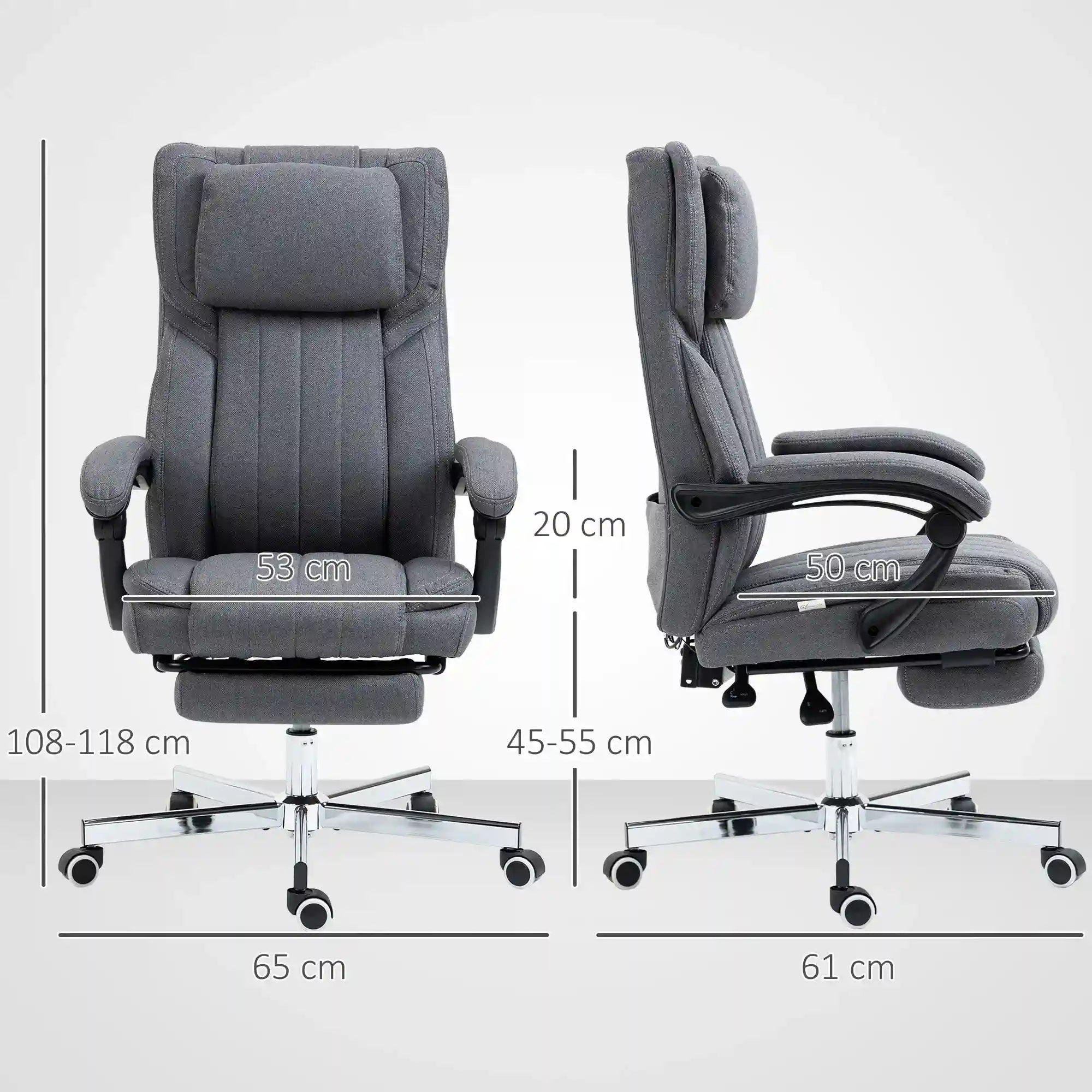 Silla de Oficina con Masaje Reclinable y Giratoria - Gris Tidesmit Massage Chairs Tidesmit