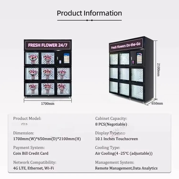 Tidesmit Flower Vending Machine Glass Display
