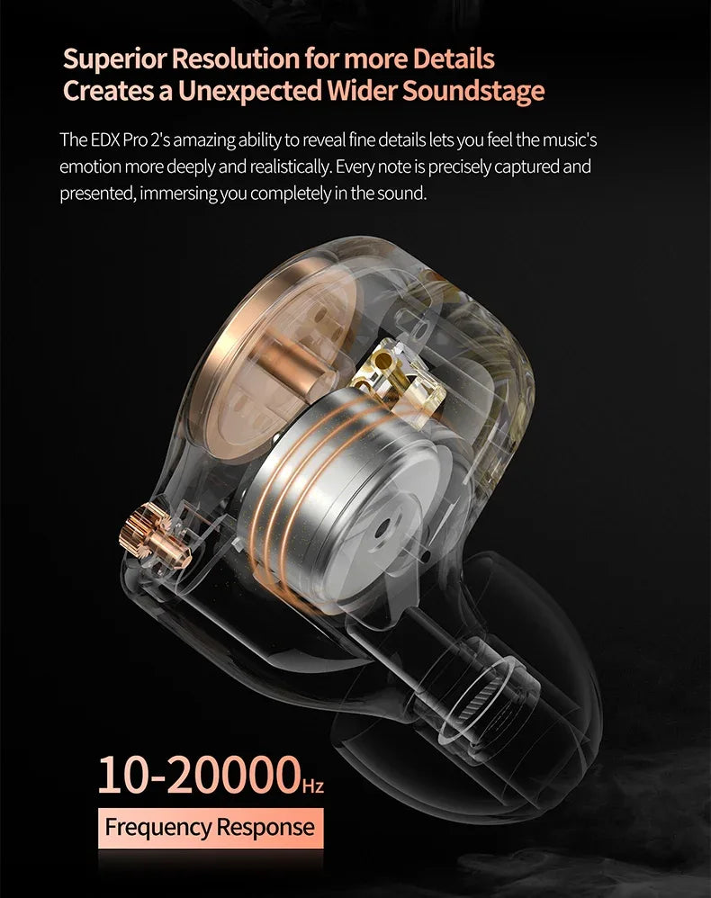 KZ EDX Pro 2 Hi-Fi Wired Earphones Dynamic Dual Drivers | Tidesmit Tidesmit