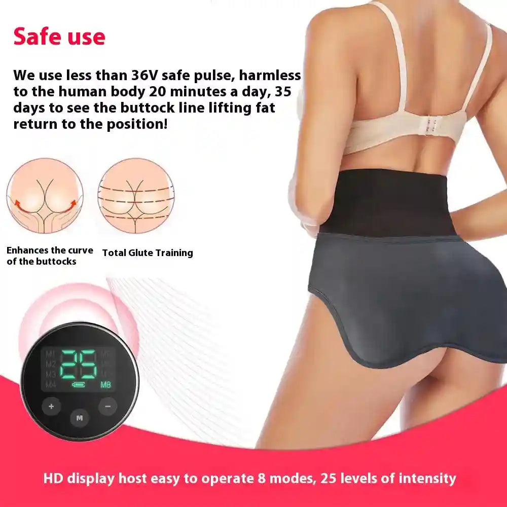 EMS Butt Lifting Massager - 8 Mode Rechargeable Glute Toning Pad Black Massage Roller Tidesmit