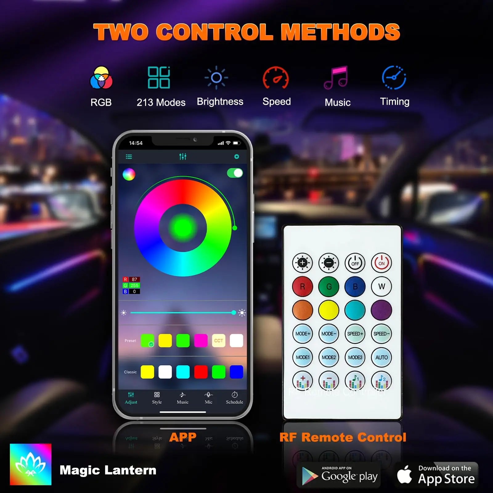 Tidesmit RGB Car Ambient LED Interior Lights with App Control Tidesmit