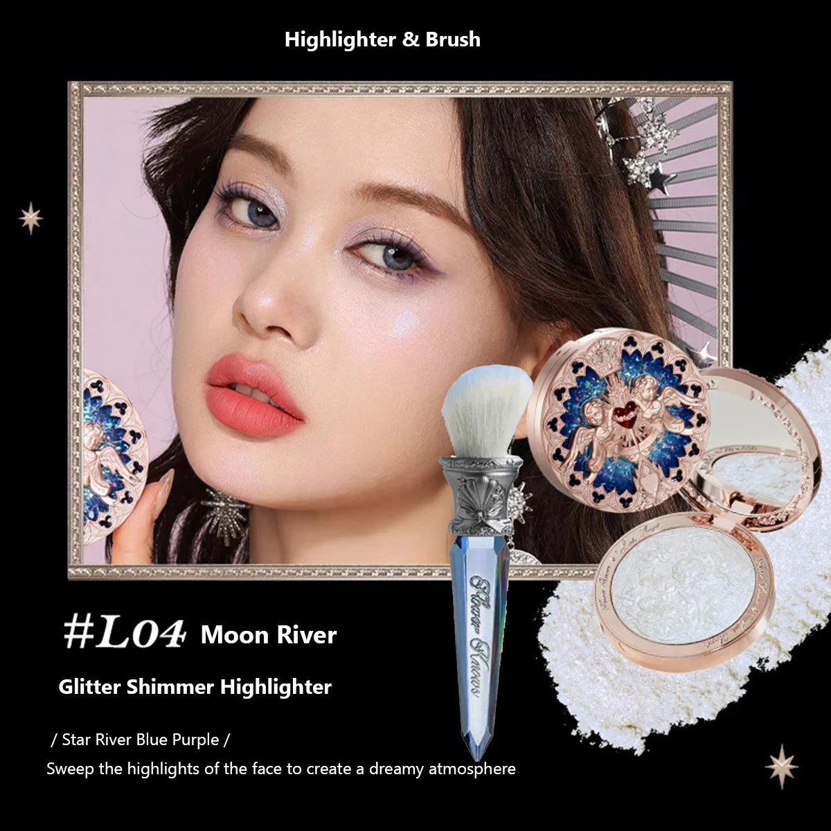 Tidesmit Flower Knows Little Angel Relief Highlighter palette face makeup texture close-up