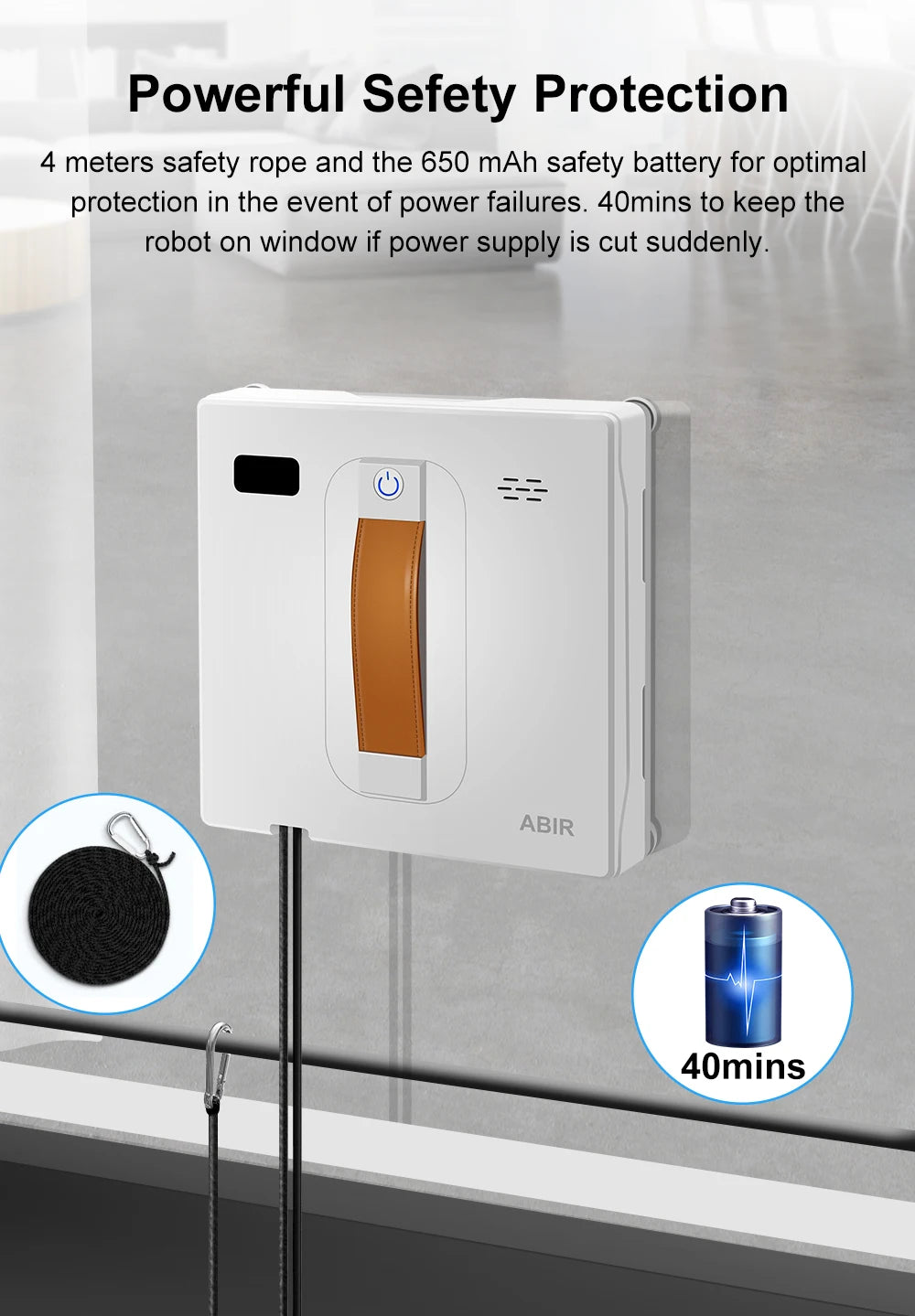 Tidesmit ABIR WD8 window vacuum robot cleaning glass with dual ultrasonic spray and intelligent laser mapping system