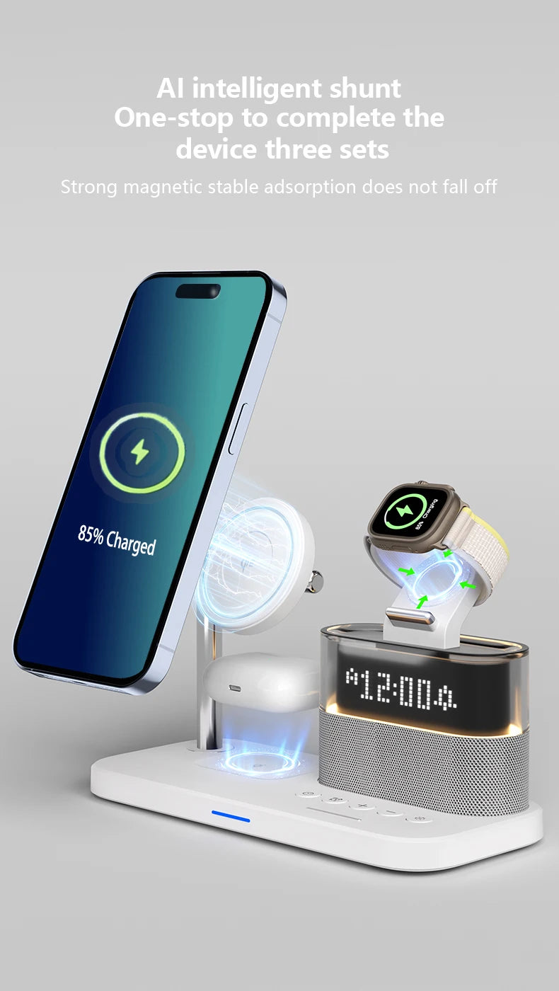 Qi2 Wireless Charger with Alarm Clock & RGB Light - Tidesmit Tidesmit