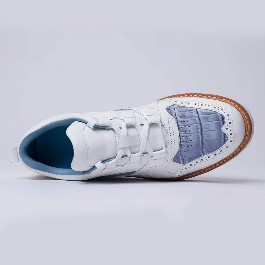 sanyeshechiping new men sports shoes male crocodile shoes white blue teo color men shoes fashion leisure running shoes