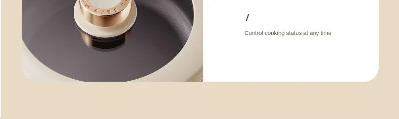 Electric cooking pot lid control area with dial and indicator ring