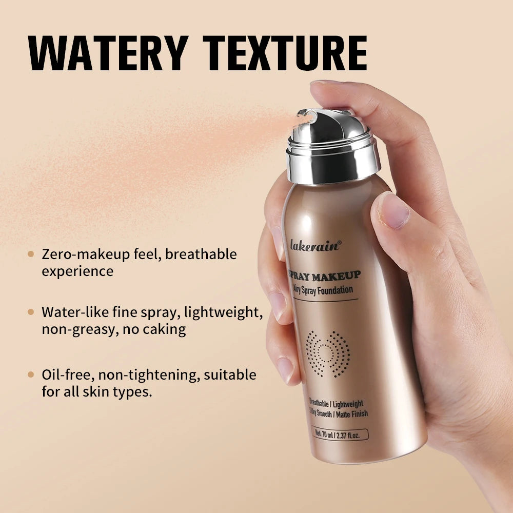 Tidesmit natural lightweight breathable foundation spray texture close-up for waterproof matte face makeup