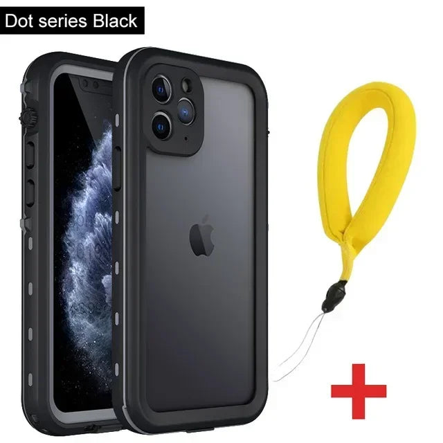 iPhone 16 Pro Max Waterproof Case: Military-Grade Shockproof Protection Black with lanyard Tidesmit