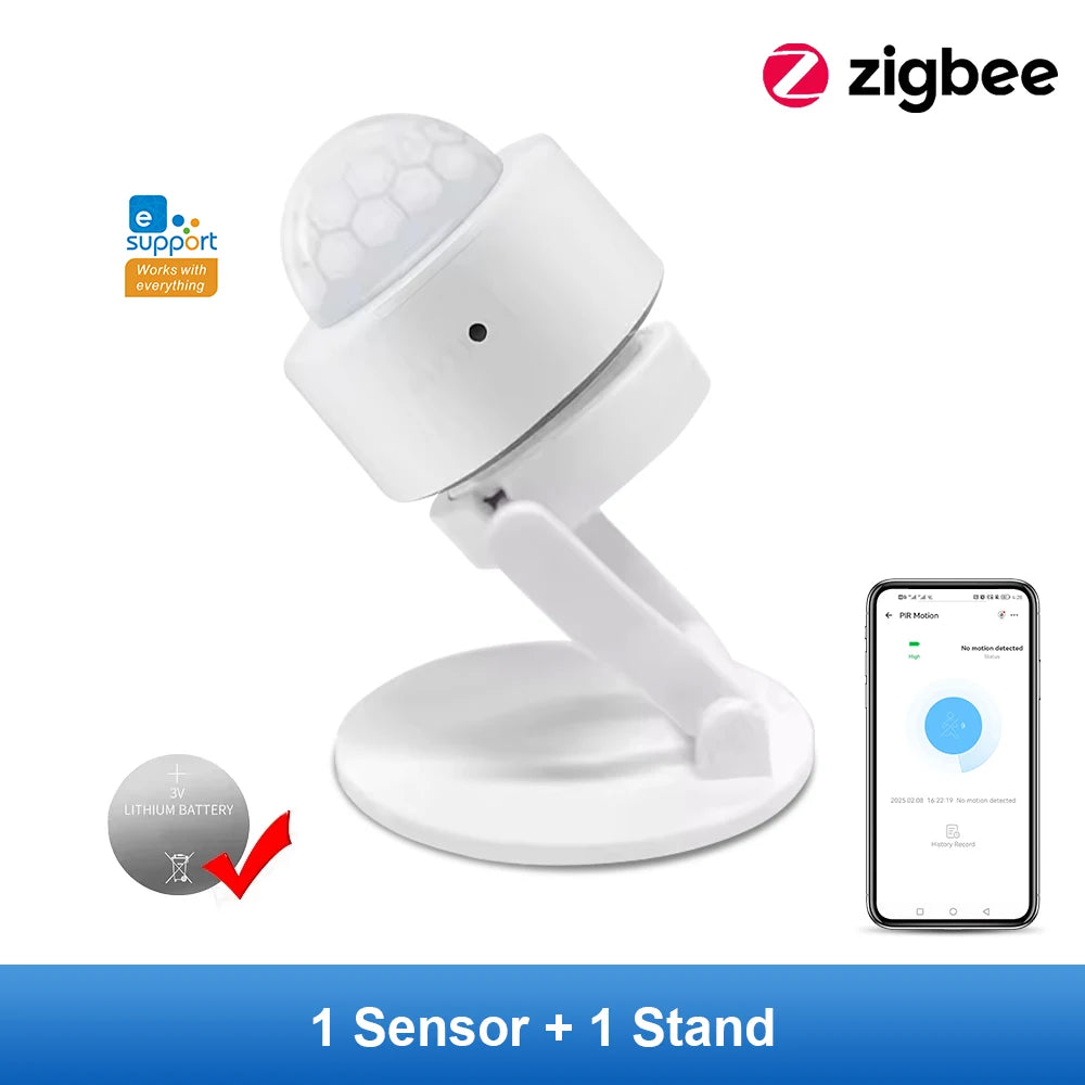 Zigbee PIR Motion Sensor - Smart Home Detector for Energy Efficiency 1 Sensor 1 Stand Tidesmit