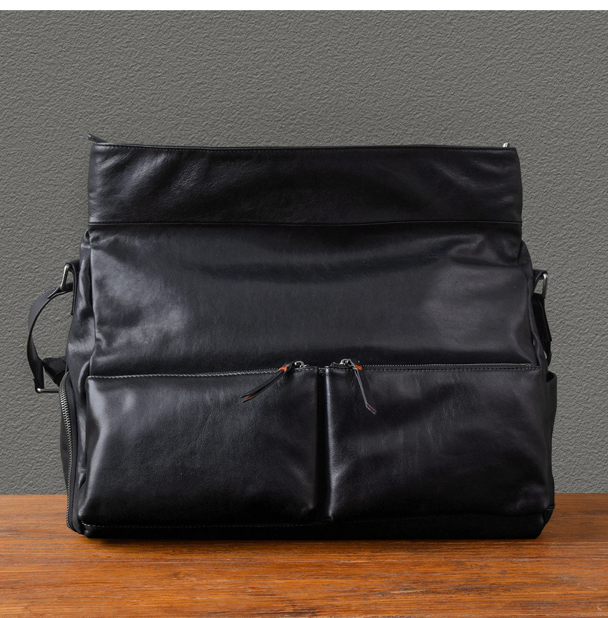 Retro Designer Men New Black Cowskin Genuine Leather Travel Bag Big Capacity Casual Tote Handbag Single Shoulder Crossbody Bag
