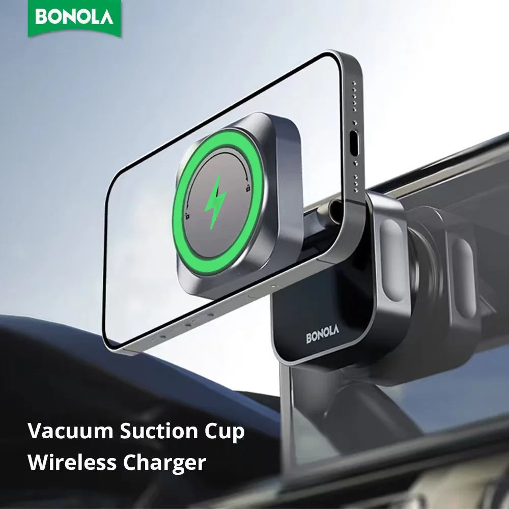 Magnetic Wireless Car Charger: MagSafe Compatible Foldable Suction Mount Tidesmit