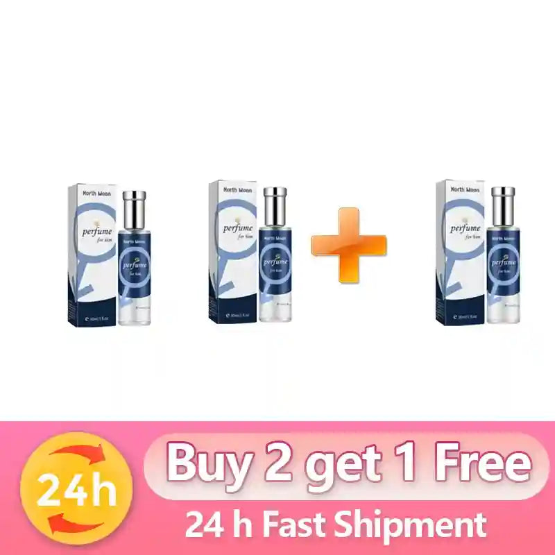 North Moon pheromone cologne for men: long-lasting fragrance spray in slim glass bottles. 3-pack dating scent deal.