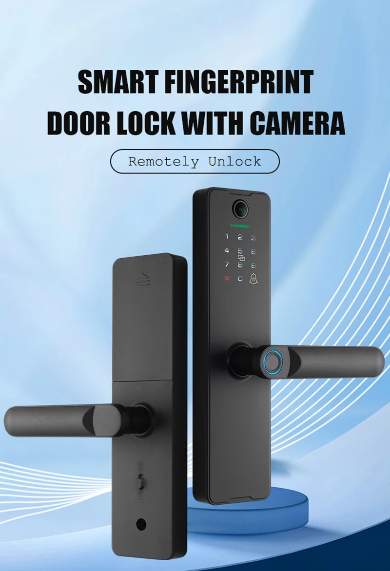 Tuya Wifi Fingerprint Smart Door Lock Digital Electronic Lock Remote Unlock Keyless Security Anti-theft Smart Home Hotel Office