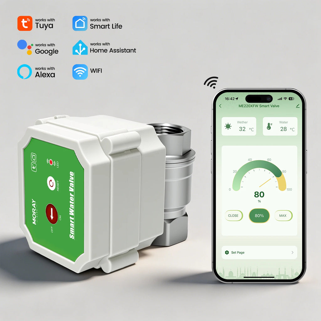220XW Tuya WiFi Smart Water Valve Meter DN15 DN20 DN25 Remote Control Flow Monitor
