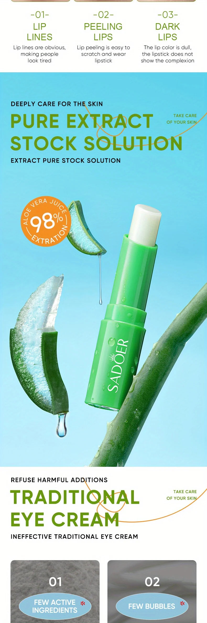 Aloe Lip Balm 3 Pack: Nourishing Lip Care Treatment by Tidesmit Lip Care Tidesmit