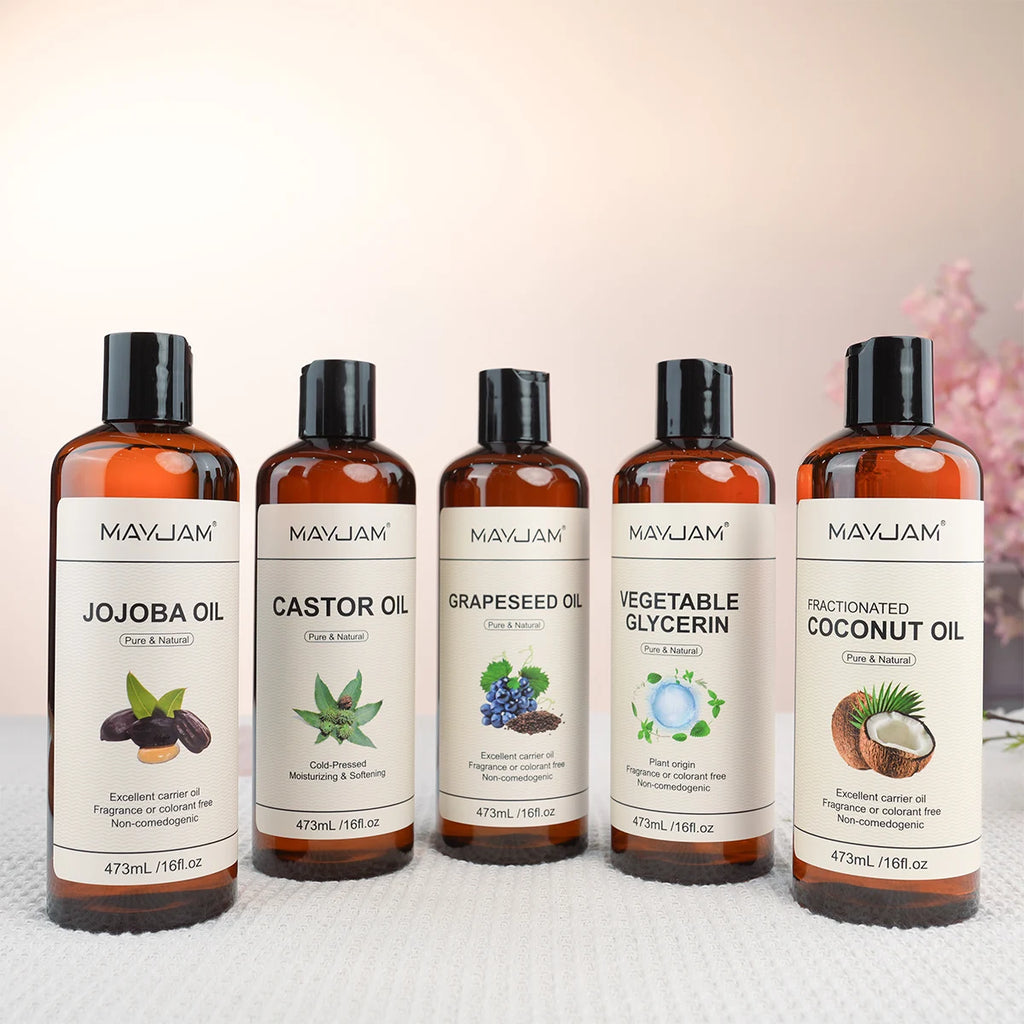MAYJAM Jojoba Grapeseed Castor Vegetable Glycerin Fractionated Coconut Oil Moisturizing Face Hair Skin Natural Base Carrier Oil