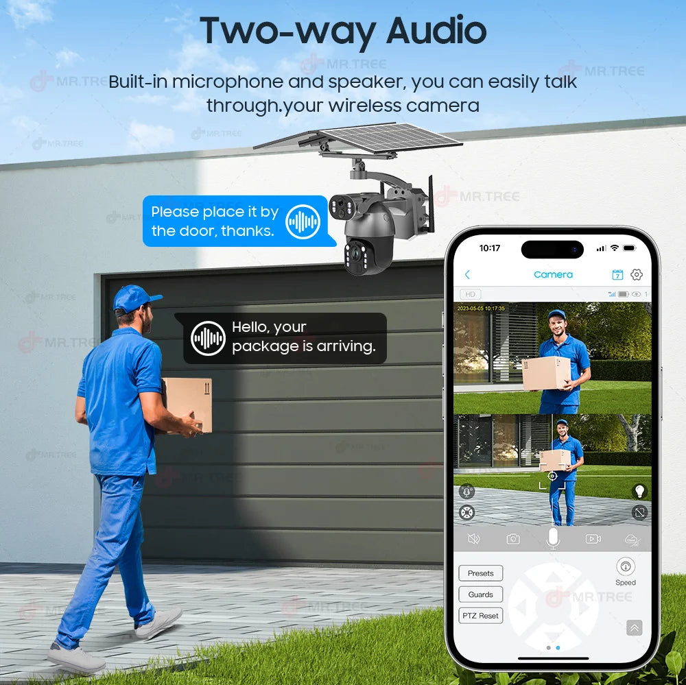 4K 50X Optical Zoom Solar Camera 10MP Dual Lens Home Outdoor 4G Sim PTZ Surveillance WIFI Security AI Auto Tracking CCTV IP Cam